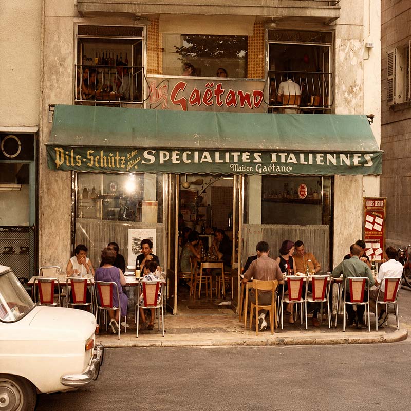 La pizzeria Gaetano rue de Pomet à Toulon en 1954, berceau de l'institution toulonnaise
